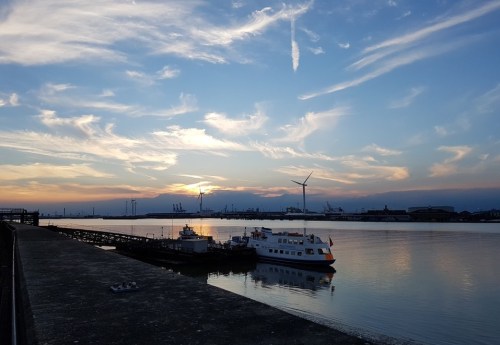 sunset at Gravesend on the River Thames