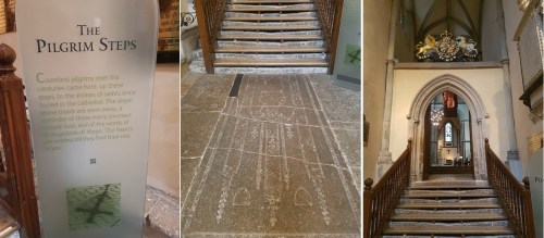 Rochester Cathedral; the Pilgrim's steps - worn away by centuries of footsteps