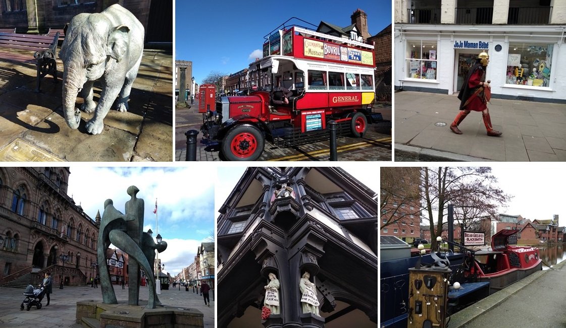 chester, roman fort, chesters clock, roman city walls chester, explore chester, things to do in chester, chester high cross, britains oldest shopping arcade. black and white buildings of chester, domesday book town, chester city walls