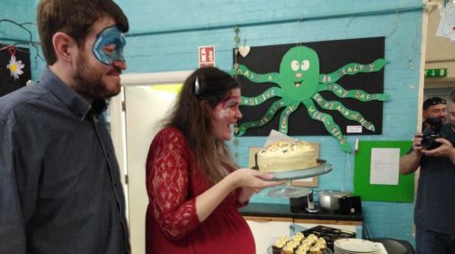 baby shower, gender reveal, helter skelter