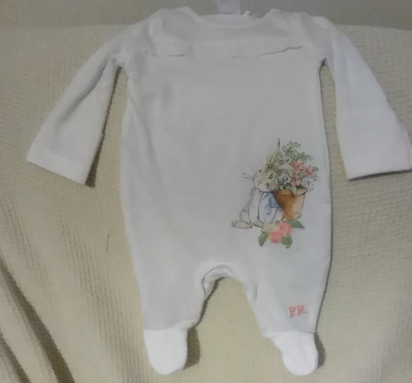 peanut is on the way, first grandchild, peter rabbit, baby layette